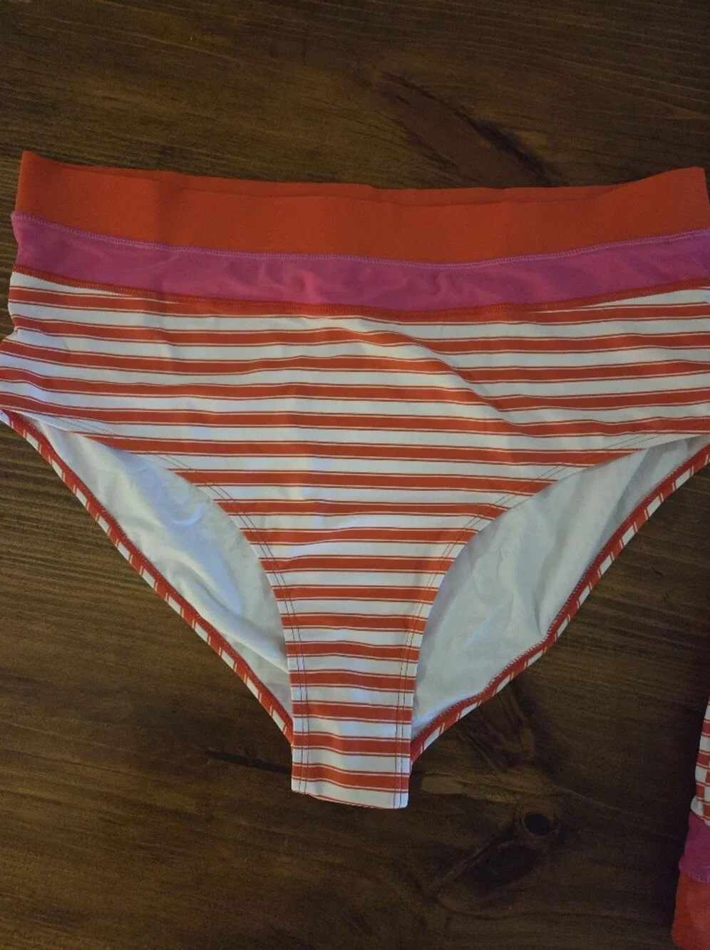 Orange And Pink Striped Bikini